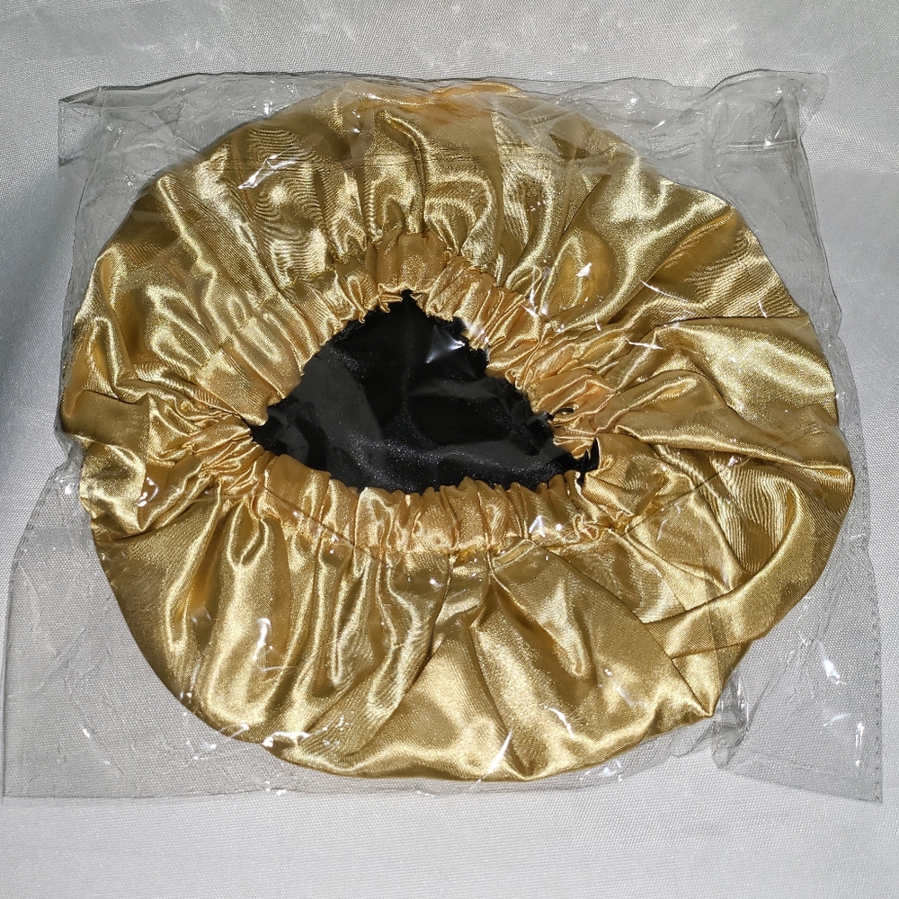 Satin Fully Reversible Bonnet - Gold/Black